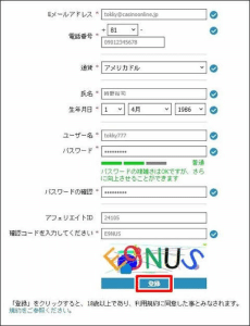 ユーザー情報を入力