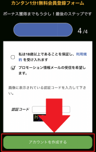 カジノジャンボリー 登録情報の入力③