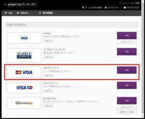 VISA（クレジットカード）を選択