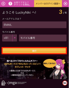 ラッキーニッキー 必要な情報を入力3