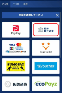 決済サービスで銀行送金を選択する