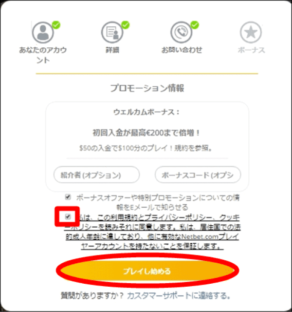 ネットベットカジノ 登録方法5