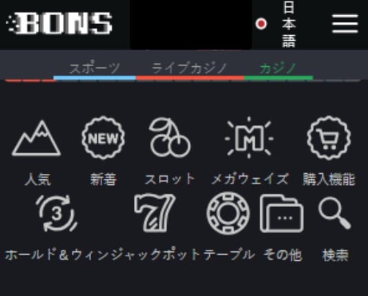 ボンズカジノ メニュー