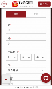 ハチスロ 必要な情報を入力2