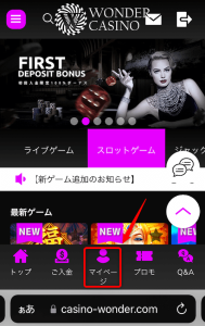 ワンダーカジノ 本人確認方法1