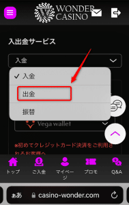 ワンダーカジノ 出金方法2