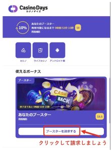カジノデイズブースター確認方法３