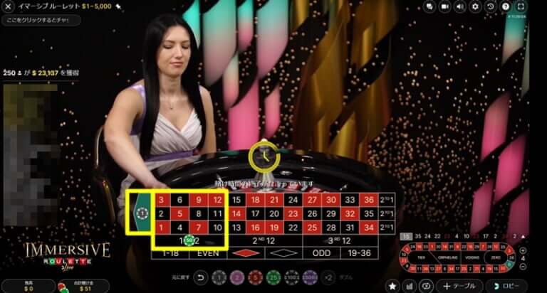 2/26ワンダーカジノ・1～12に50ドルベット