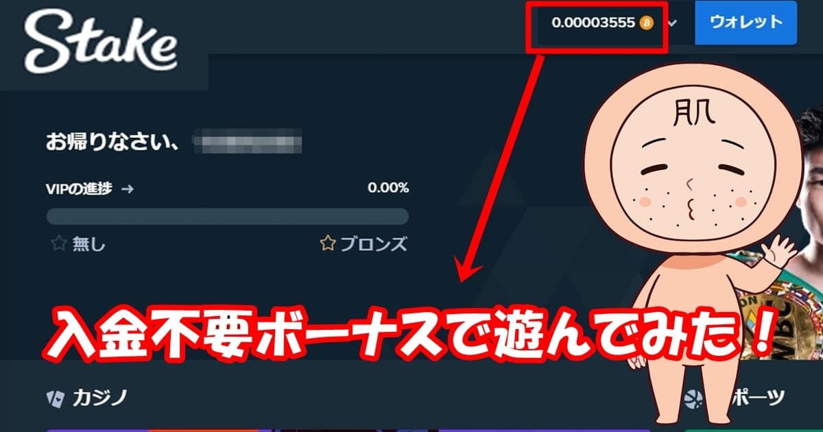 stake 入金不要で遊んでみた