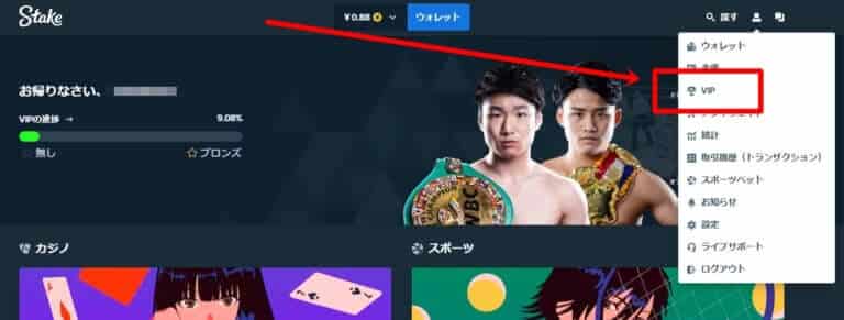トップ画面から VIPをクリック