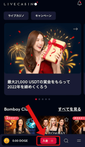 ライブカジノアイオー 入金メニューへ