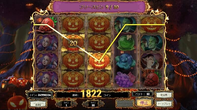 ビットカジノスロット、ハッピーハロウィンボーナス画面