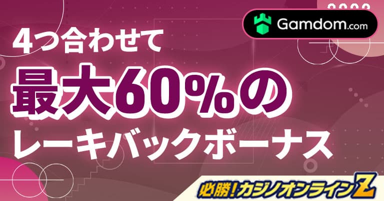 ガンダムカジノ最大60%のレーキバックボーナス!