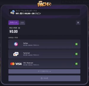 ミスターパチョ 入金手順2