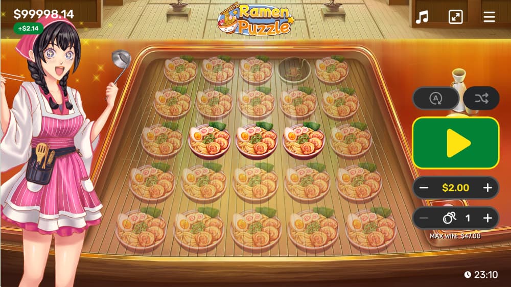 ラーメンベット プレイ画面 ラーメンパズル インスタントウィンゲーム