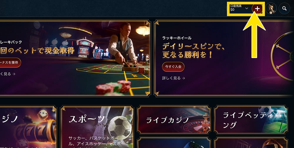 VIP Casino 入金手順1