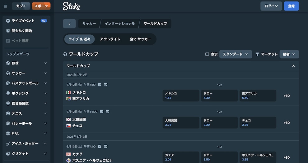 FIFAワールドカップ　ステークカジノ